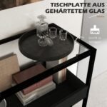 Prieškambario konsolinis staliukas su stikliniu stalviršiu ir dviem lentynomis