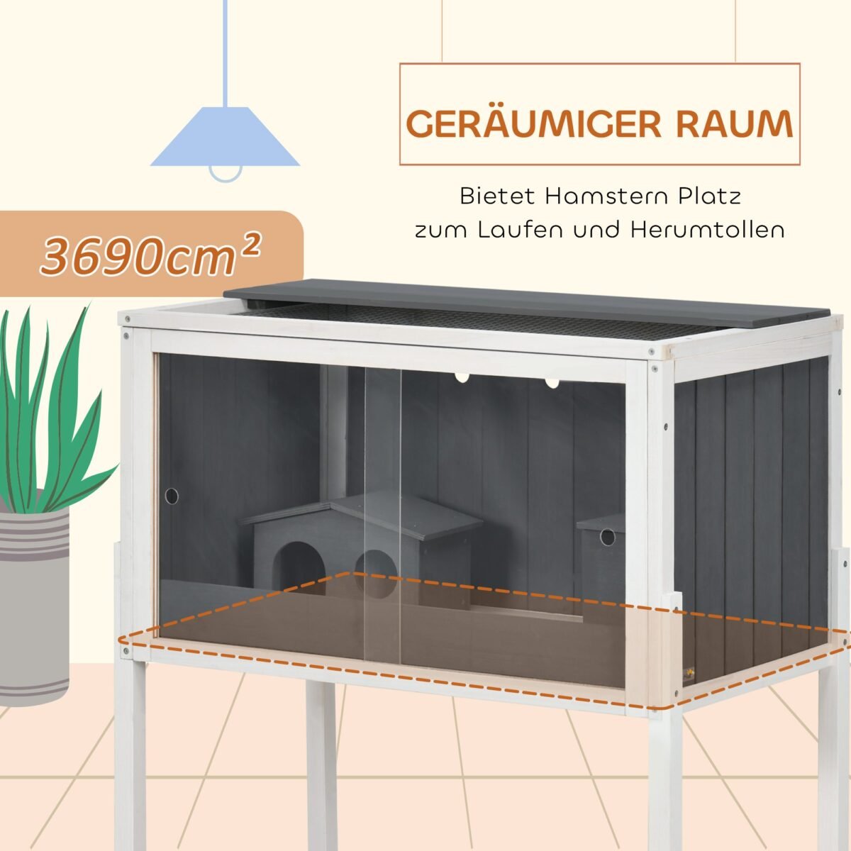 Erdvus žiurkėno narvelis su akrilinėmis stumdomomis durelėmis