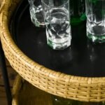 Apvalus servizinis vežimėlis su dviem lentynomis