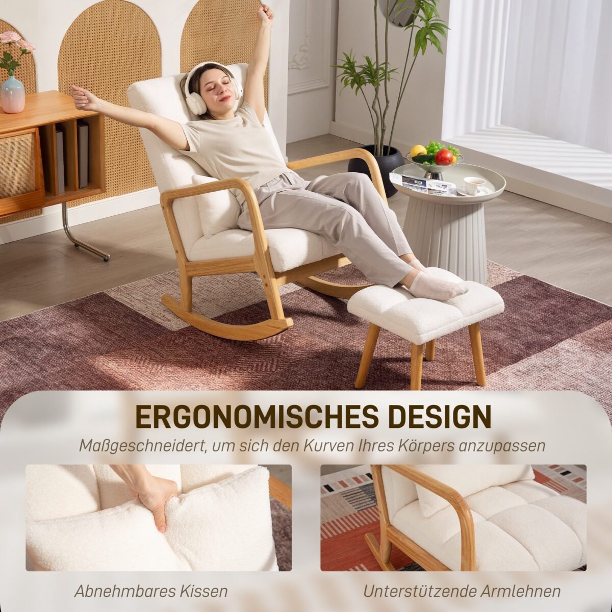 Supamasis krėslas su pakoja ir fliso danga