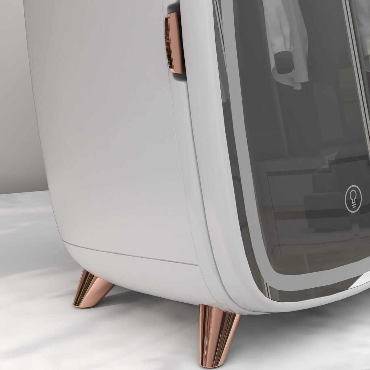 Nešiojamas mini šaldytuvas kosmetikai su apšviestu veidrodžiu