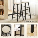 3 dalių baro stalo komplektas su integruota lentyna ir kojų atramomis