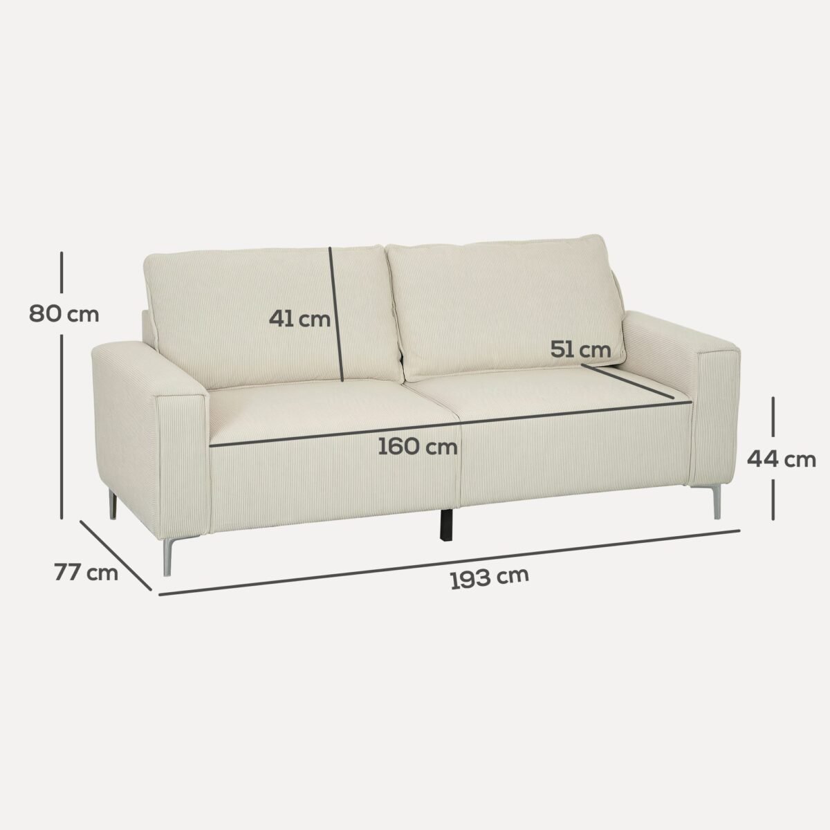 Moderni trijų vietų kordinė sofa