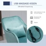 Aksominė masažinė biuro kėdė su vibraciniu juosmens masažu ir USB jungtimi