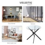 Valgomojo stalas iš grūdinto stiklo 80 cm skersmens