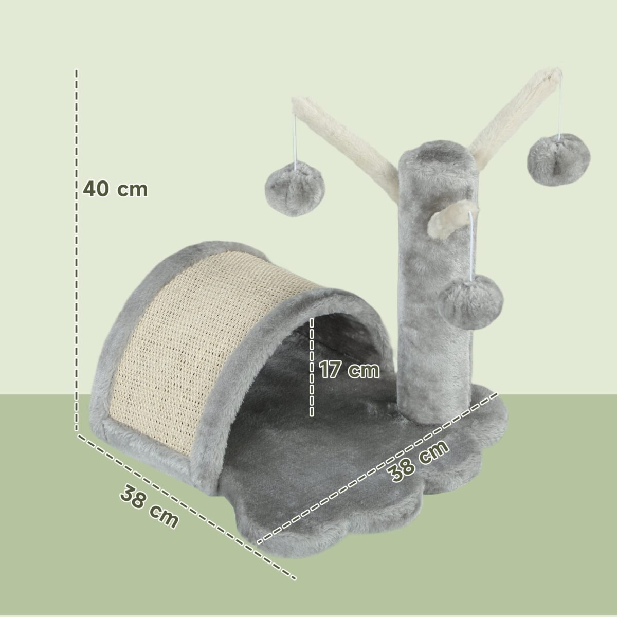 Kompaktiška kačių draskyklė su urvu ir žaidimo kamuoliukais