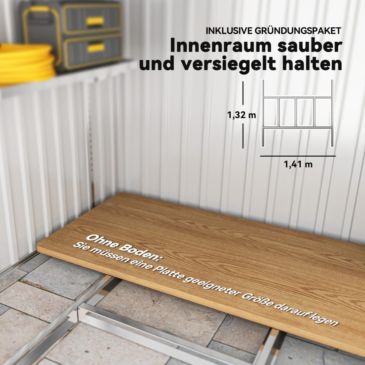 Sandėliavimo namelis su šlaitiniu stogu ir pamatais 2,81 m²