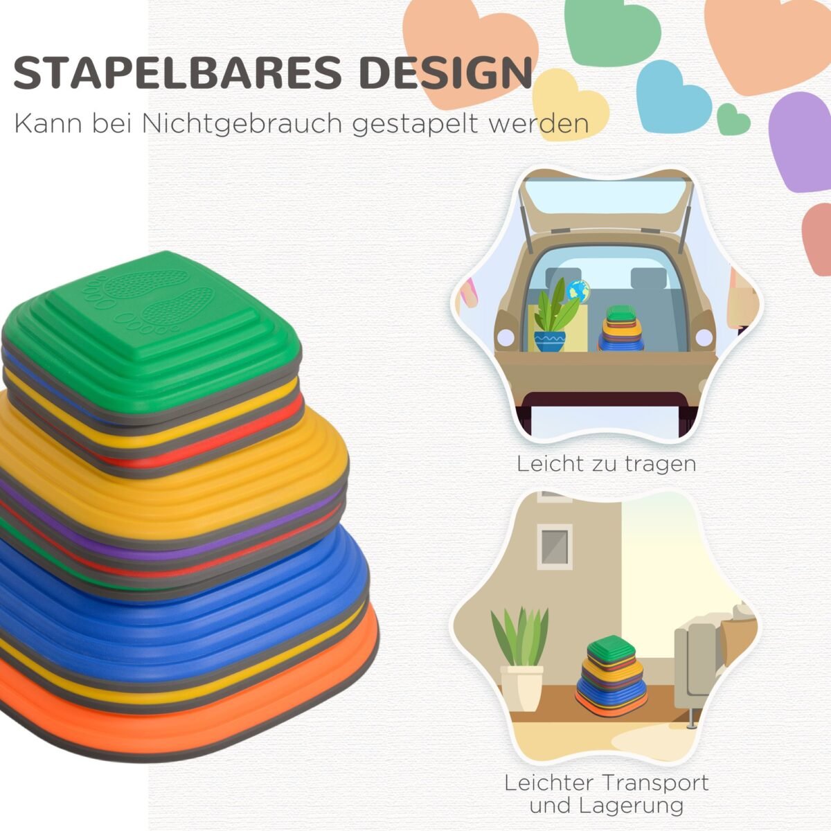 Balansavimo akmenys vaikams – 11 dalių, su neslystančiu paviršiumi