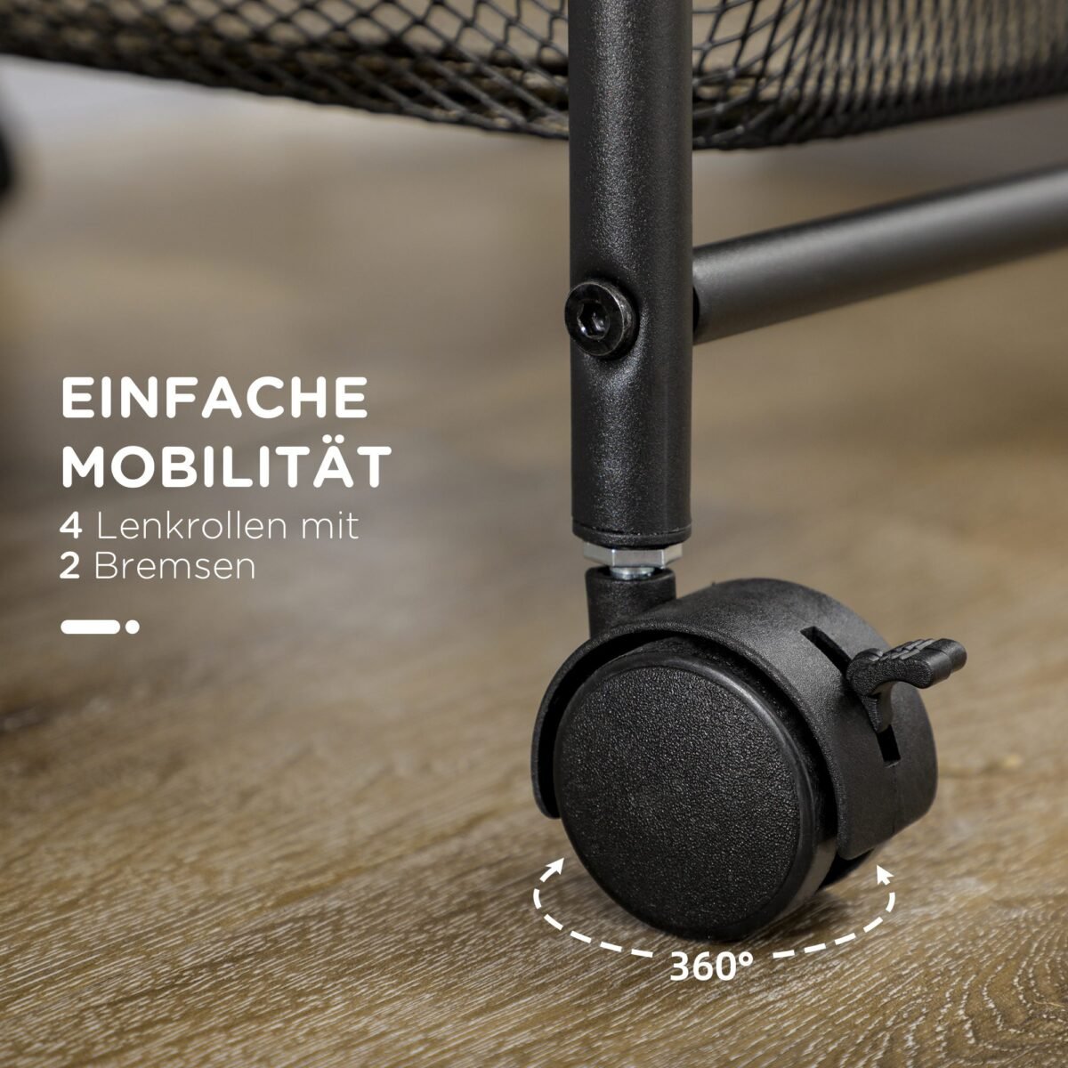 Universalus vežimėlis su 4 krepšeliais ir fiksuojamaisiais ratukais