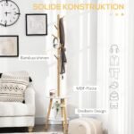 Skandinaviško dizaino drabužių kabykla su integruotu staliuku