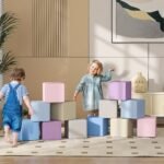 Minkšti putų kubeliai 1-3 metų vaikams, 12 vnt., 20x20x20 cm, lengvai valomi