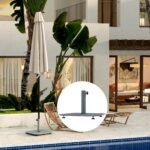 Kvadratinis metalinis skėčio stovas su reguliuojamu laikikliu 18,5 kg