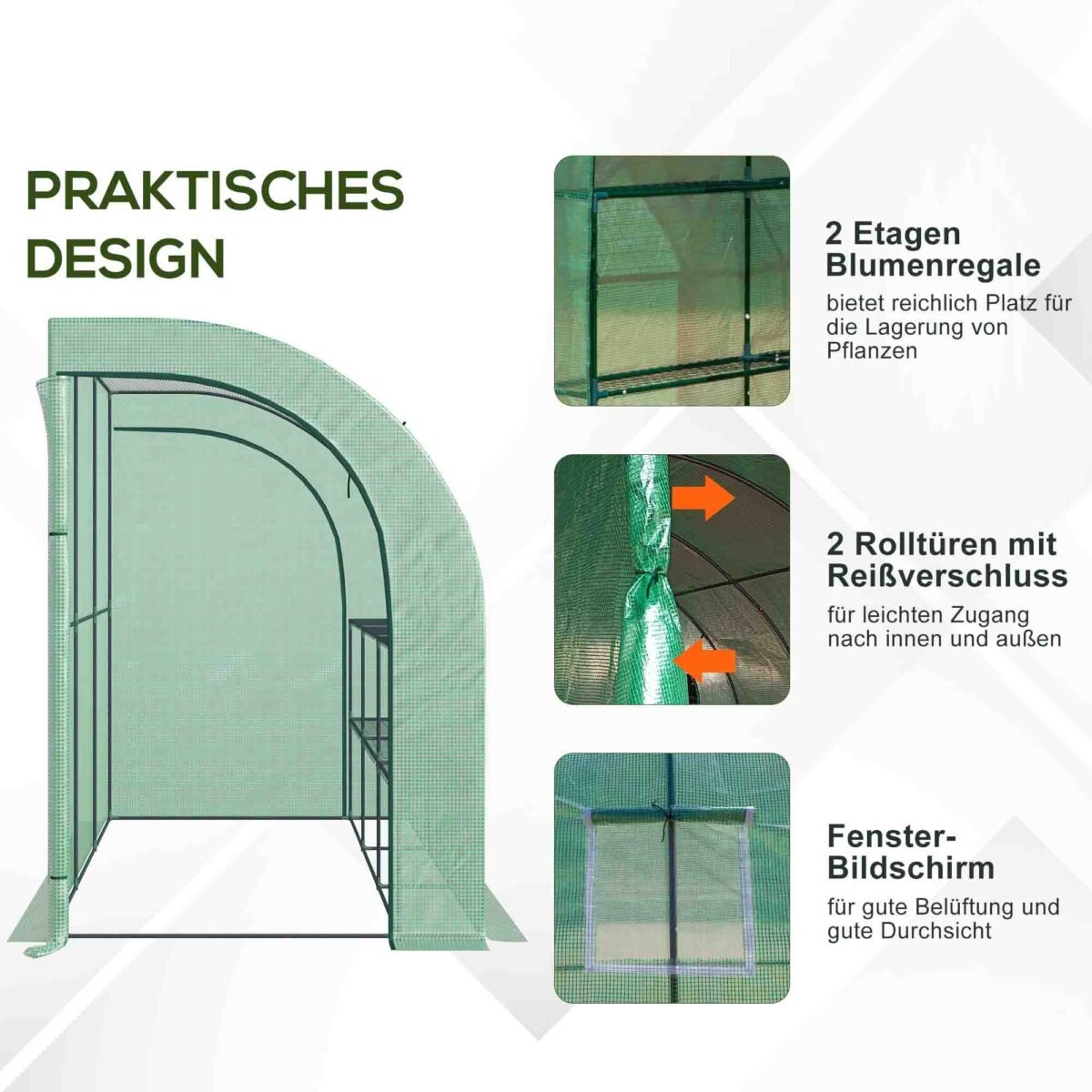 3 aukštų tinklinis šiltnamis su durimis