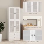 Virtuvinė spintelė su stalčiais ir stiklinėmis durelėmis