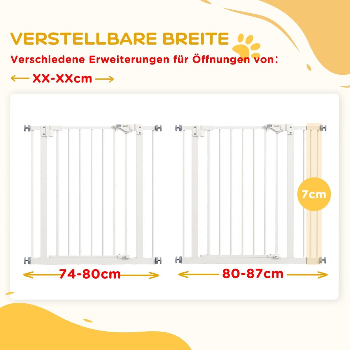 Reguliuojami augintinių apsaugos varteliai durims ir laiptinėms 74-87 cm pločio