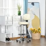 Reguliuojamo aukščio sukamoji baro kėdė su ratukais ir atlošu