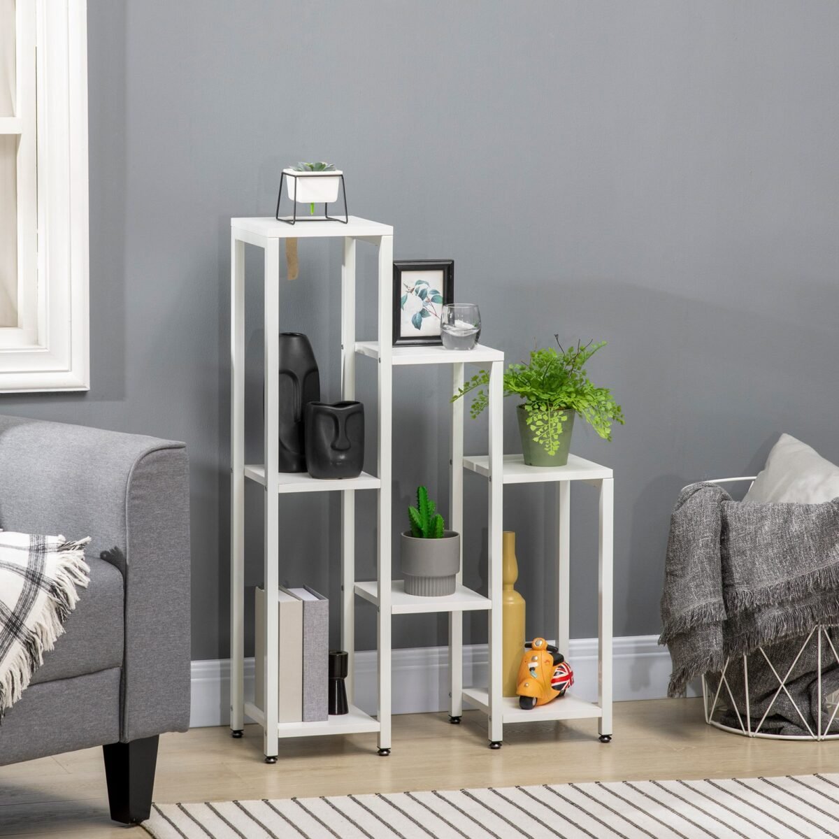 Septynių pakopų gėlių stovas vidaus ir lauko naudojimui