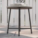 3 dalių lauko bistro komplektas su ratano pynimu ir stikliniu stalviršiu