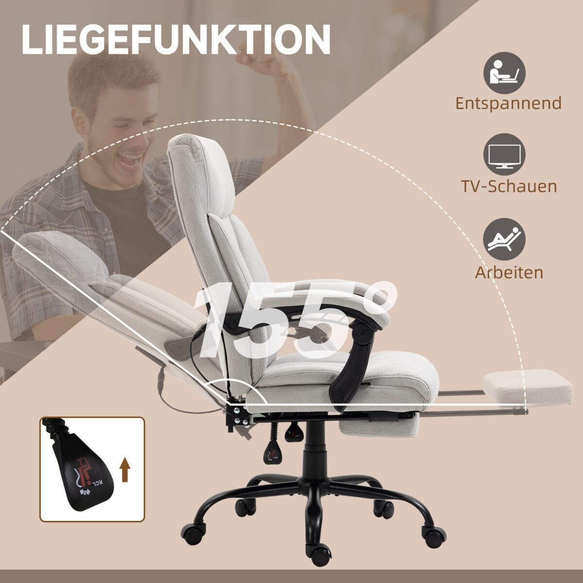 Masažinė biuro kėdė su šildomu juosmeniu