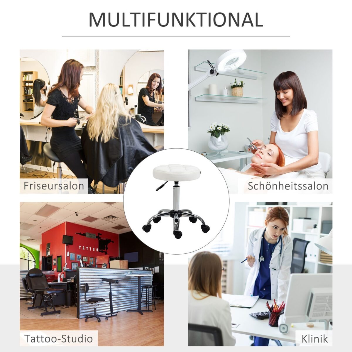 Salono kėdė su ratukais, reguliuojamo aukščio ir apmušta dirbtine oda