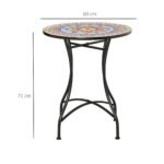 Apvalus lauko stalas su keraminės mozaikos stalviršiu, Ø60 cm