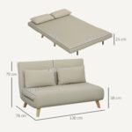 Velvetinio audinio sofa-lova su reguliuojamu atlošu ir 2 pagalvėlėmis