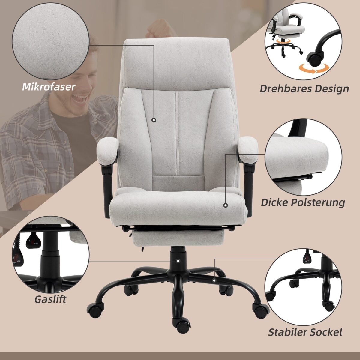 Masažinė biuro kėdė su šildomu juosmeniu