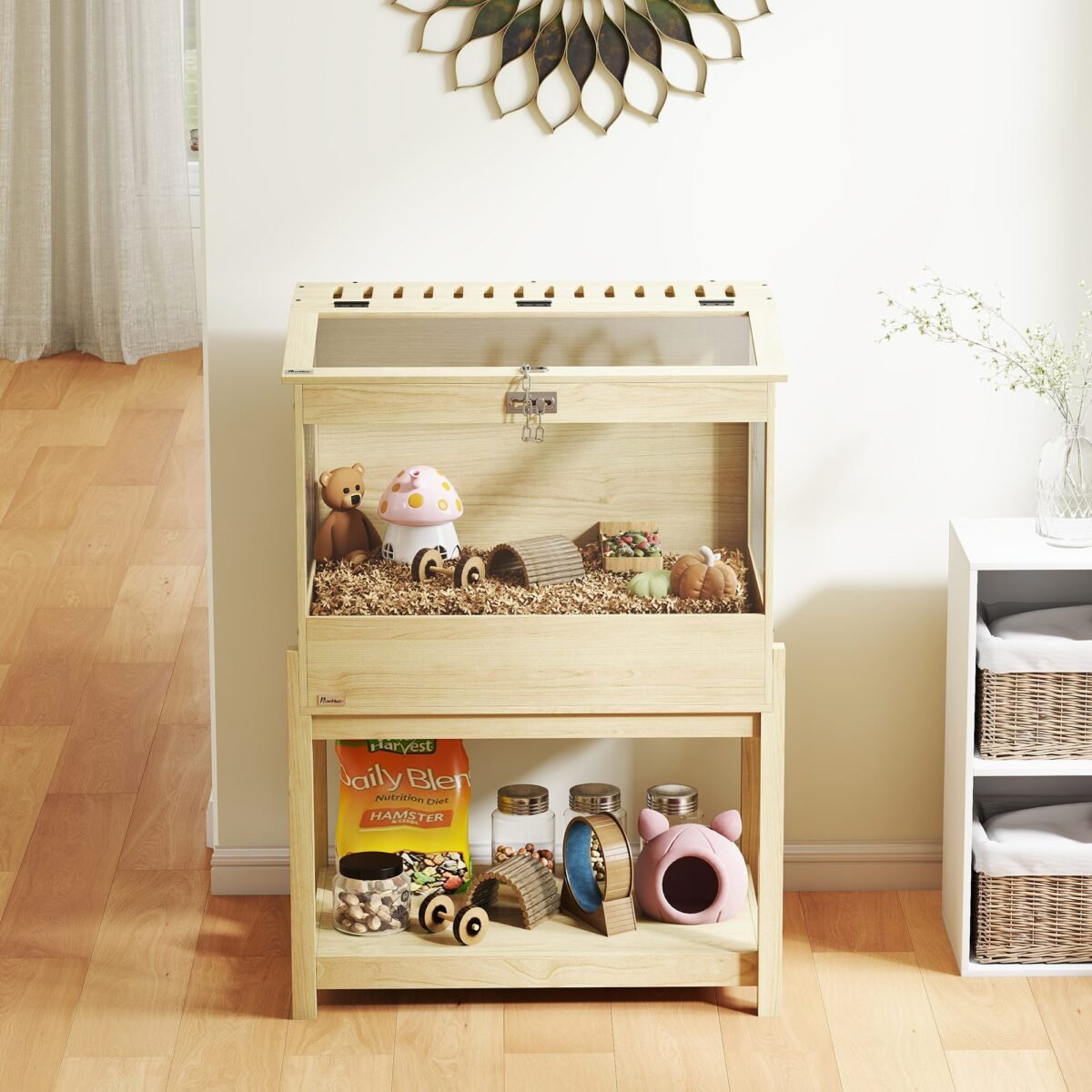 Dviejų aukštų žiurkėno narvas su atverčiamu dangčiu