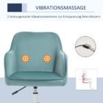 Aksominė masažinė biuro kėdė su vibraciniu juosmens masažu ir USB jungtimi