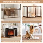 Sulankstomas medinis šunų atitvaras su trimis 76 cm aukščio skydais (Ruda)