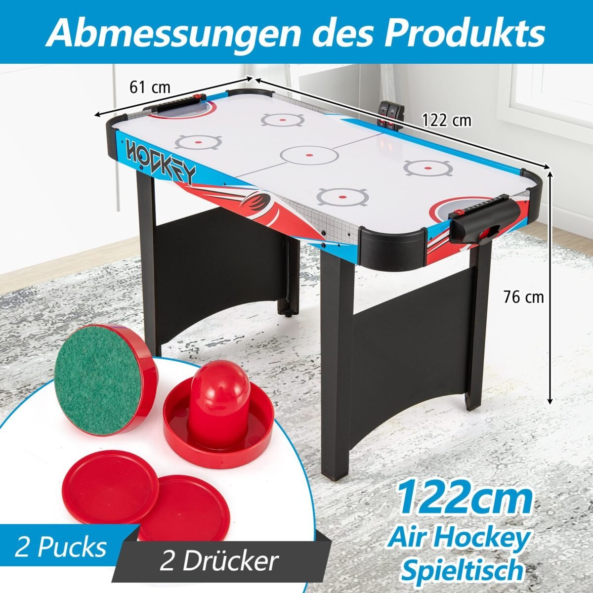 Elektrinis "Air Hockey" stalas su LED ekranu (Mėlyna)