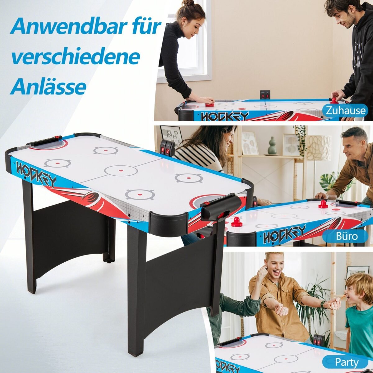 Elektrinis "Air Hockey" stalas su LED ekranu (Mėlyna)