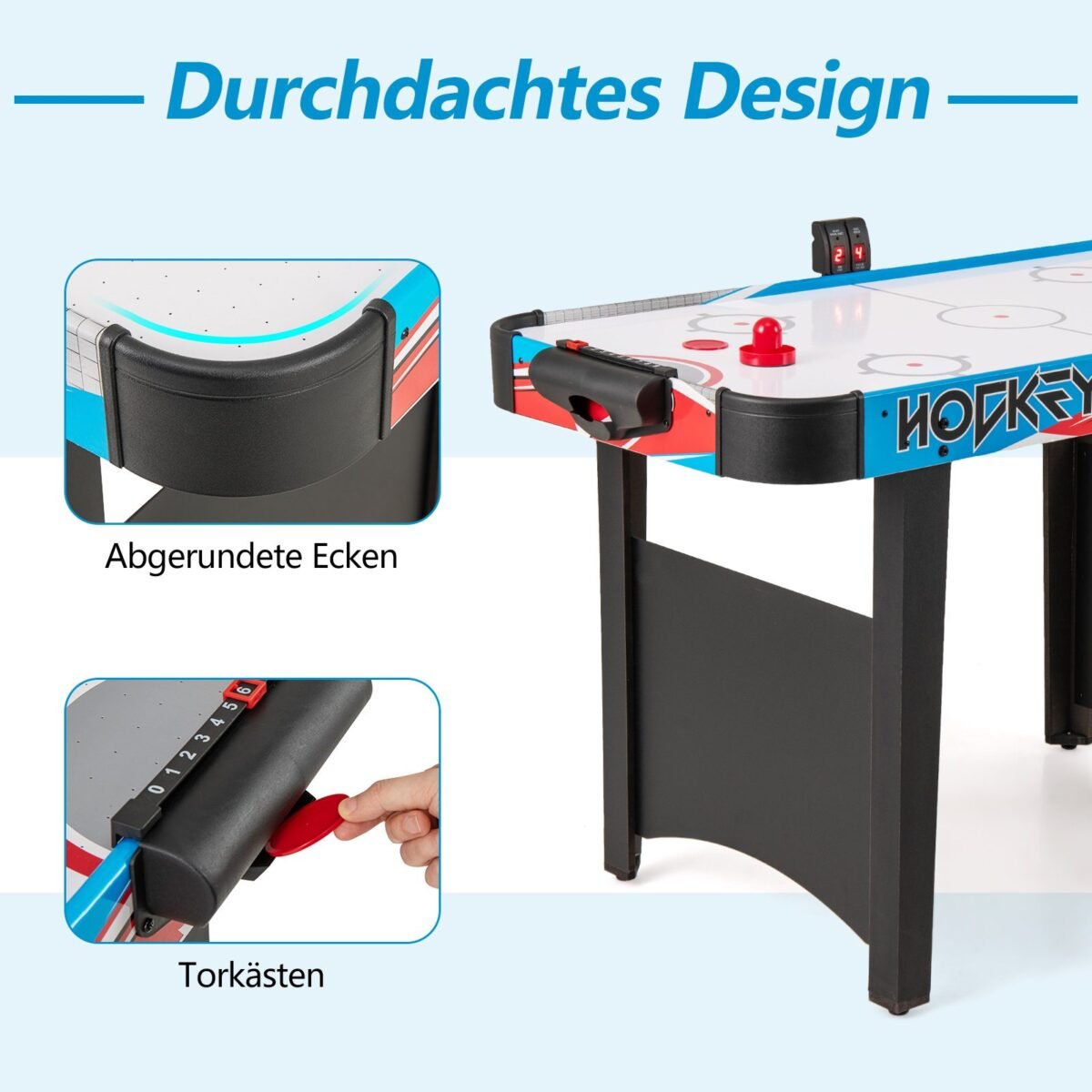 Elektrinis "Air Hockey" stalas su LED ekranu (Mėlyna)
