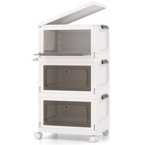 Sulankstomos laikymo dėžės su dangčiu 3 vnt. (Kremas)