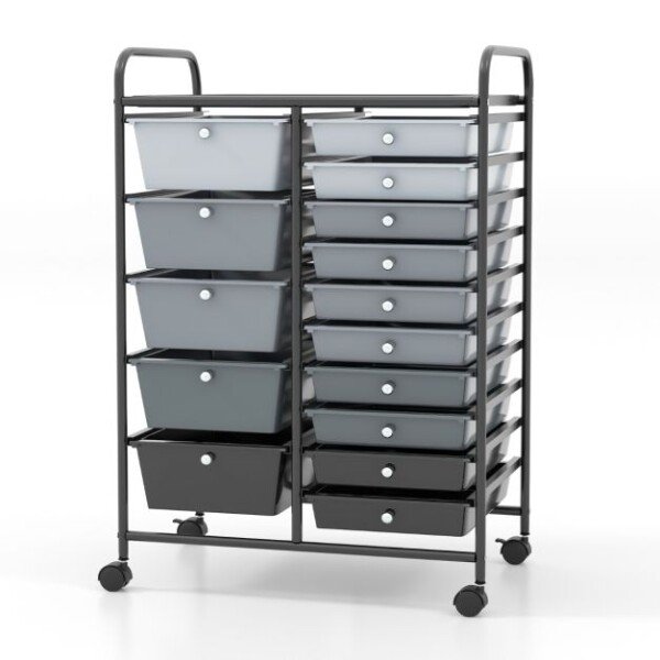 Mobilus vežimėlis su 15 stalčių (Juoda (mišri))