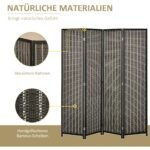 Sulankstoma kambario pertvara iš pušies medienos ir bambuko 180x180 cm