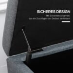 Dygsniuotas suoliukas su daiktadėže ir švelnaus uždarymo mechanizmu