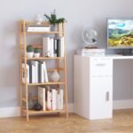 Bambukinė 4 pakopų kopėčių lentyna