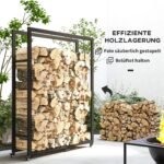 Mobilus stovas malkoms su ratukais, metalinis, 120 x 32 x 151 cm