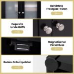 Aukšta vonios spintelė su 4 durelėmis ir reguliuojamomis lentynomis 164 cm (Juoda)