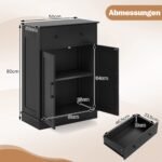 Aukšta vonios spintelė su stalčiumi ir reguliuojama lentyna (Juoda)