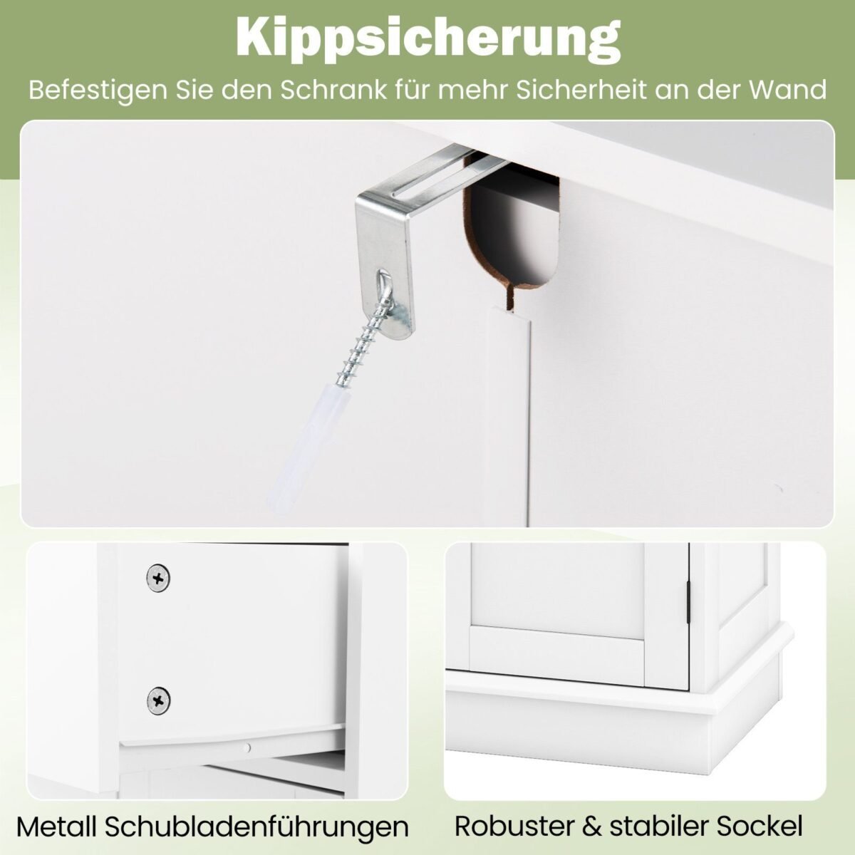 Vonios spintelė su stalčiumi ir durelėmis 56 x 30 x 80 cm (Balta)