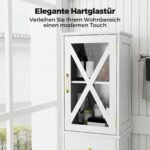 Aukšta vonios spintelė su reguliuojamomis lentynomis ir stalčiumi (Balta)