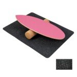 Balansinis medinis treniruoklis su voleliu ir kilimėliu (Ryškiai rožinė)