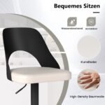 Reguliuojamo aukščio baro kėdžių komplektas (2 vnt.) 360° sukamos su atlošu (Juoda)