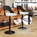 Reguliuojamo aukščio baro kėdžių komplektas (2 vnt.) 360° sukamos su atlošu (Juoda)