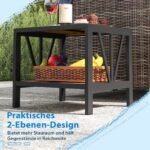 Lauko staliukas su laikymo lentyna ir skėčio anga (Natūrali)