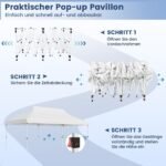 Didelė sulankstoma pavėsinė-palapinė 600 x 300 cm (Balta)