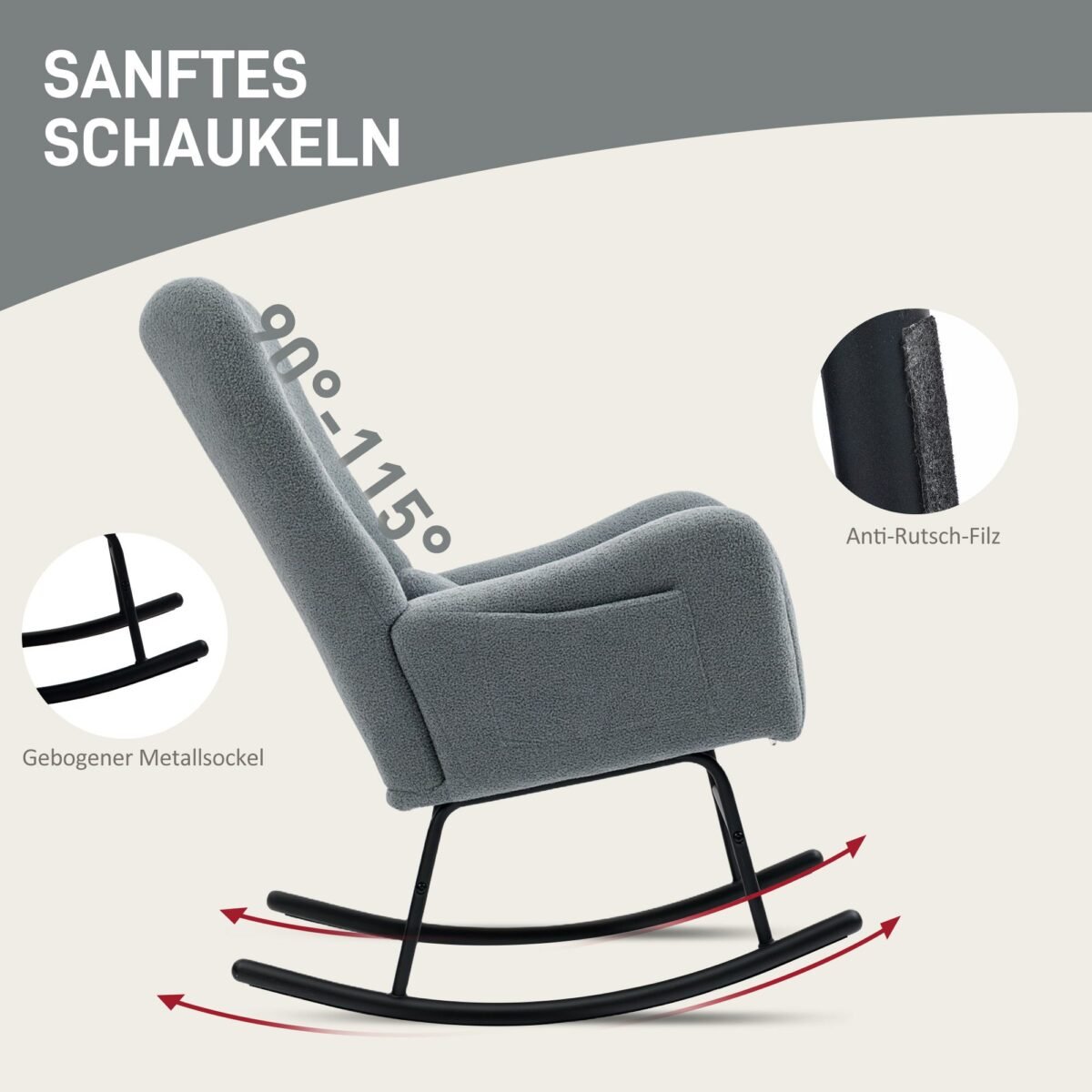 Supamasis krėslas su minkštu teddy audinio apmušalu ir juosmens pagalve