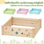 Stačiakampė medinė lysvė sodui 102 x 102 x 30 cm (Natūrali)